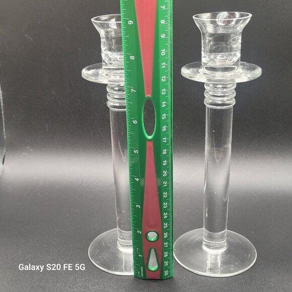 Classic Style Tall Clear Glass Taper Candle Candlestick Holder w Drip Catcher - Picture 8 of 9